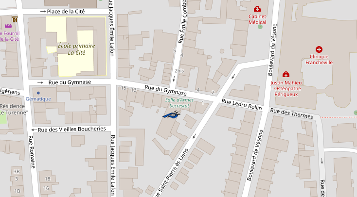 escrime périgueux épée openstreetmap salle sécrestat rue gymnase