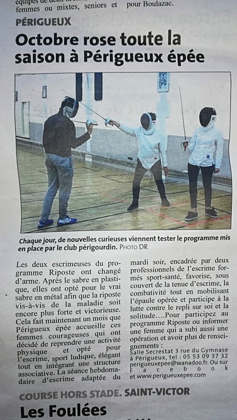 Octobre Rose Périgueux Epée salle Sécrestat article dordogne libre