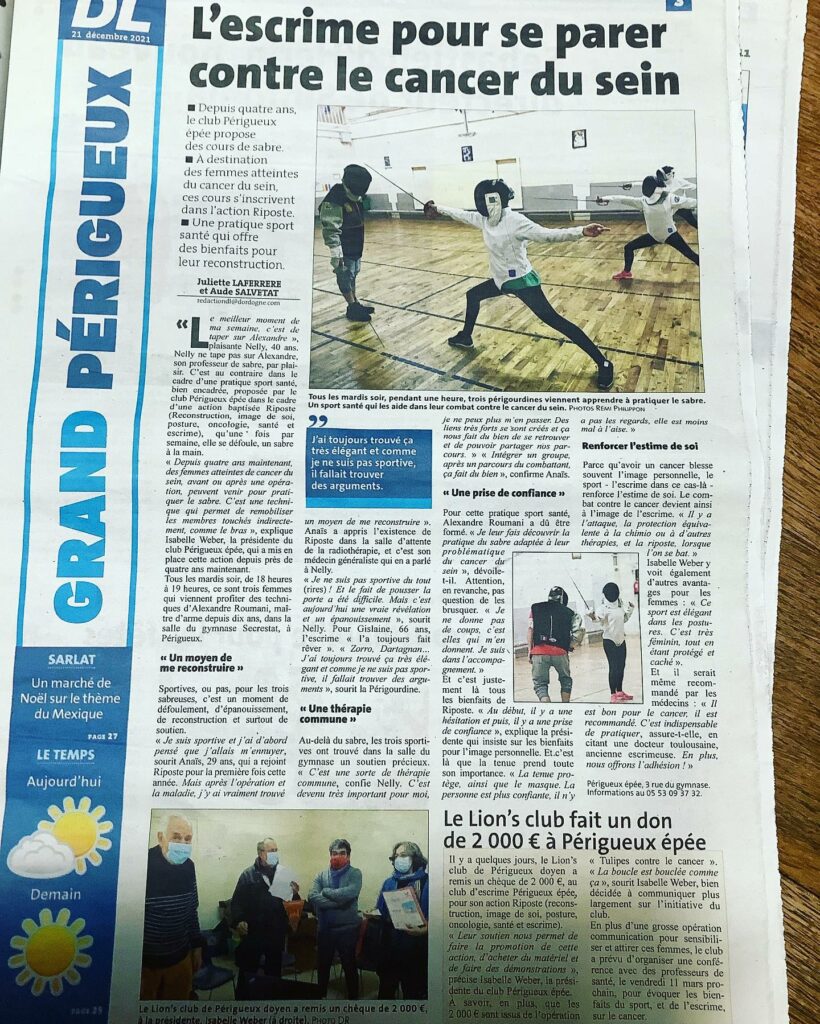 escrime périgueux épée cancer sein dordogne libre